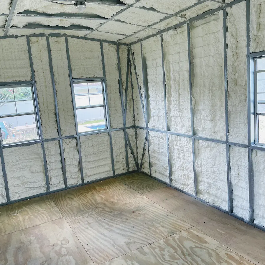 Closed-cell spray foam insulation applied to wall cavities in a residential project in White Rock
